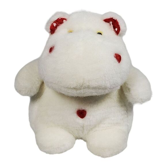 Goffa International Hippo Plush White Hearts Love Valentine's Stuffed Animal 8" - Picture 7 of 11